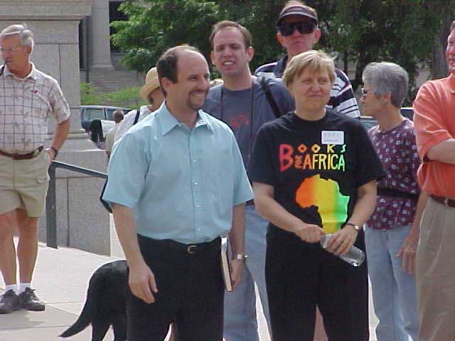 Paul Wellstone with books for Africa